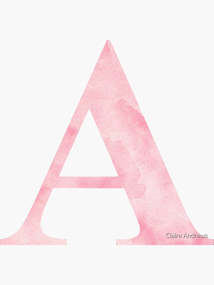 "The Letter A Light Pink Watercolor Design Sticker" Sticker by