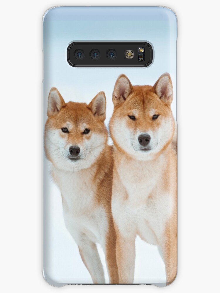 Two Shiba Inu Dogs Standing On A Snow Caseskin For Samsung Galaxy By Olgaitina