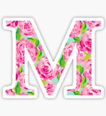 The Letter M- Pink Rose Design Sticker Sticker