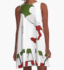 italy map with flag A-Line Dress