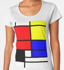 Mondrian style art deco design in basic colors Women's Premium T-Shirt