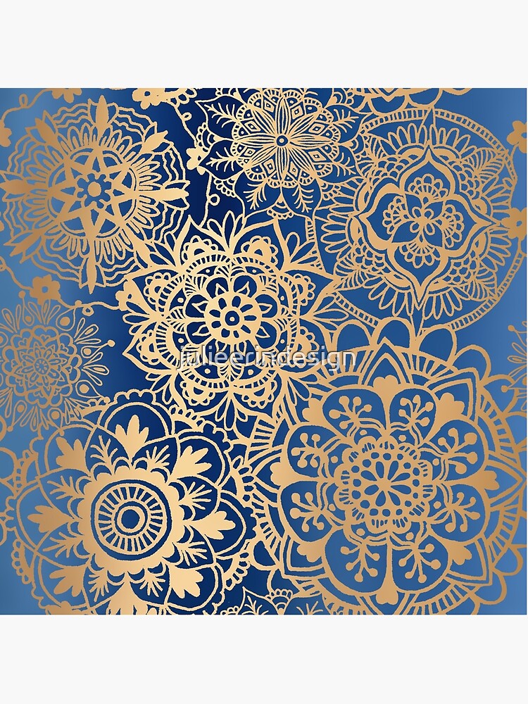 Blue and Gold Mandala Pattern by julieerindesign