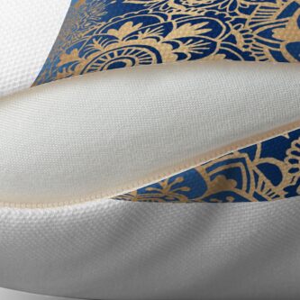 Alternate view of Blue and Gold Mandala Pattern Throw Pillow