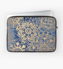 Blue and Gold Mandala Pattern Laptop Sleeve
