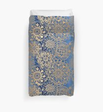 Blau und Goldmandala-Muster Bettbezug