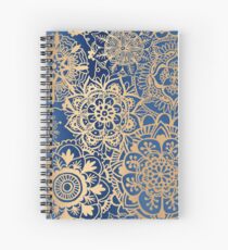 Blue and Gold Mandala Pattern Spiral Notebook