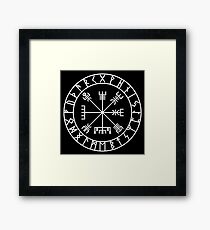 VegvĂsir PATH GUIDE and Elder Futhark RUNES Framed Print