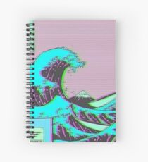 Cuaderno de espiral La gran ola de Vaporwave Kanagawa