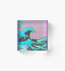 The Great Wave off Vaporwave Kanagawa Acrylic Block