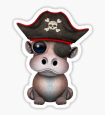 Cute Baby Hippo Pirate Sticker