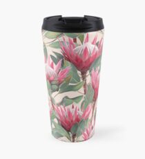 Painted King Proteas on Cream Travel Mug