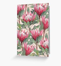 Painted King Proteas on Cream Greeting Card
