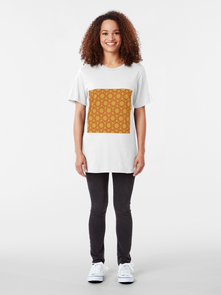 Alternate view of Geometric Pattern: Hexagon: Yellow Slim Fit T-Shirt