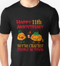 11th Wedding Anniversary T-Shirt For Couples On Halloween. Unisex T-Shirt