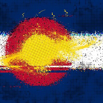 Artwork thumbnail, Colorado Sky Splatters Grunge Pop Punk Vibes Neon 80's 90s Flag by that5280lady