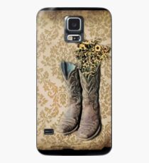 Western Cowboystiefel Wildflower braun Damast Western Land Hülle & Klebefolie für Samsung Galaxy