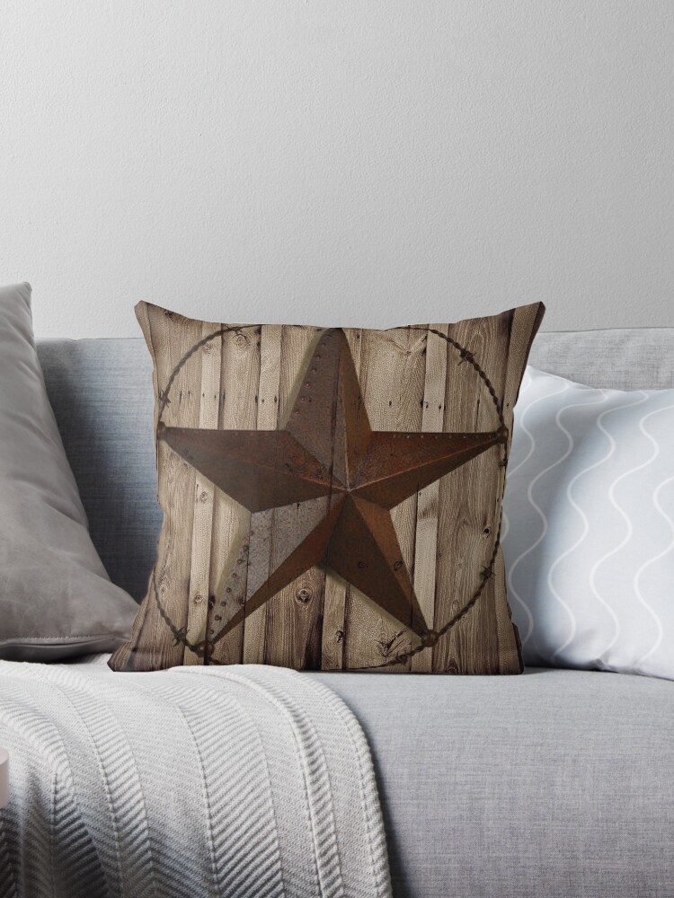 Primitive Western Country Barn Wood Grunge Texas Star Throw