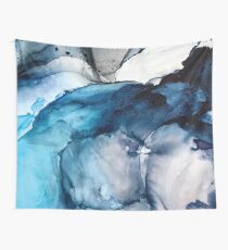 White Sand Blue Sea - alcohol ink painting Wall Tapestry