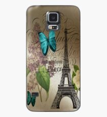 vintage paris eiffel tower butterfly lilac floral art Case/Skin for Samsung Galaxy