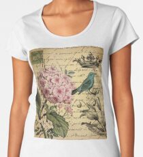 vintage paris hydrangea floral botanical art Women's Premium T-Shirt
