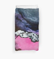 Pink and Navy Swirl - Mixed Media Painting Duvet Cover