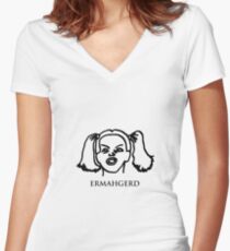 Ermahgerd! Funny ermahgerd girl! Oh My God! Er Mah Gerd! Women's Fitted V-Neck T-Shirt
