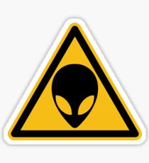 Alien Caution Road Sign Sticker