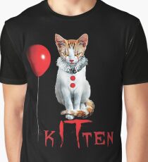 Kitten Clown Scary Fun Spooky Halloween Cat Funny Joke Design Graphic T-Shirt