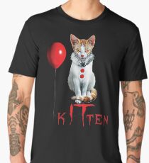 Kitten Clown Scary Fun Spooky Halloween Cat Funny Joke Design Men's Premium T-Shirt