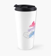 Watercolour and Lineart Flower - Bi Flag Colours Travel Mug