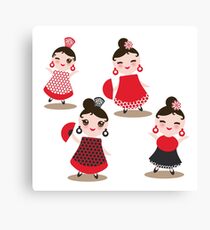 Flamenco dancers on black Canvas Print