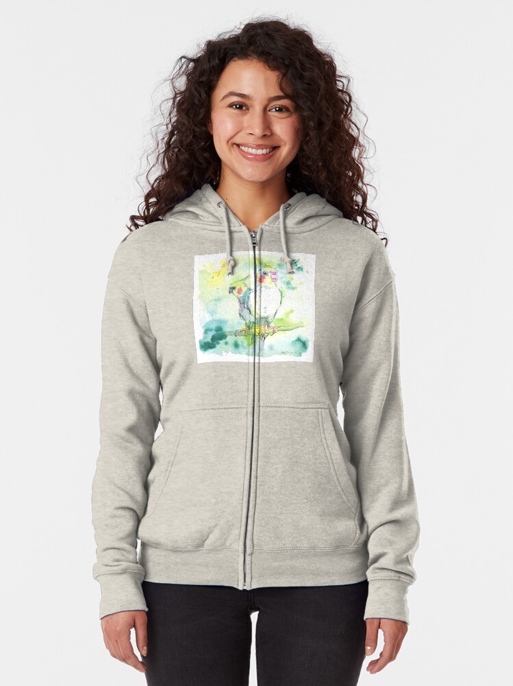 Alternate view of Cockatiel Pairing Zipped Hoodie
