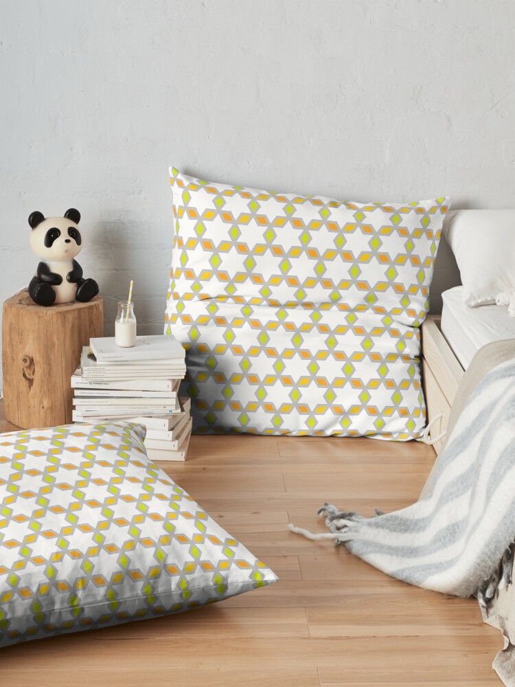 Alternate view of Geometric Pattern: Hexagon Star Diamond: White Floor Pillow