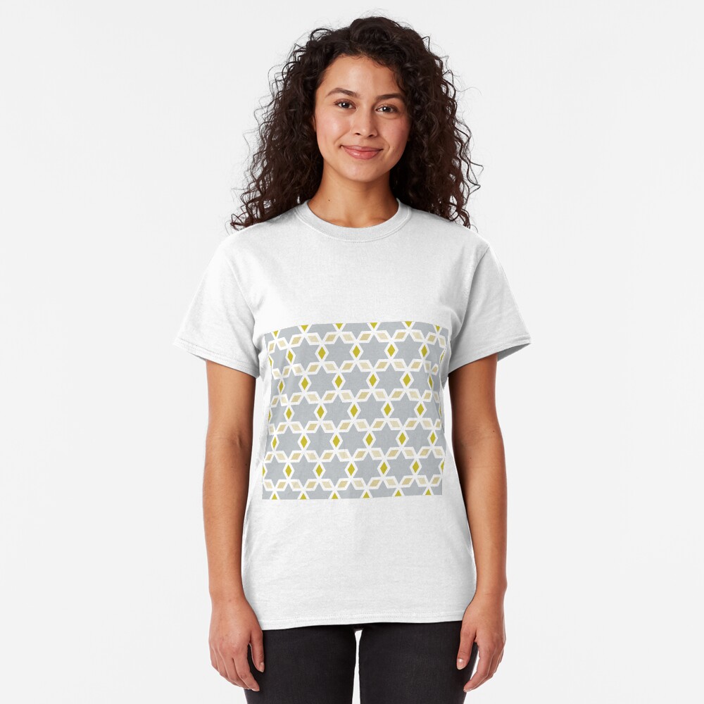Geometric Pattern: Hexagon Star Diamond: Grey Classic T-Shirt