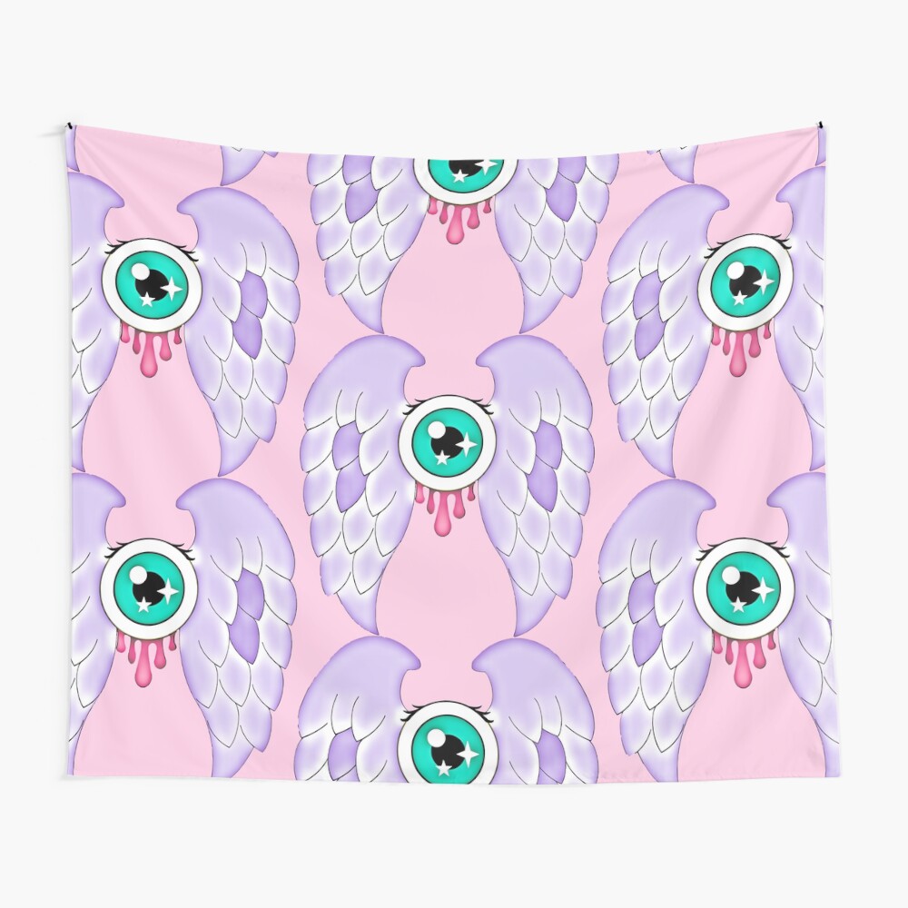 Pastel Goth | Winged Eye | Pink Wall Tapestry