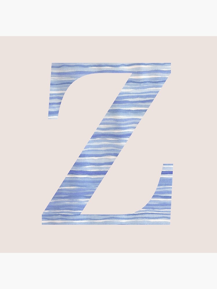 Letter Z Blue Watercolor Stripes Monogram Initial by theartofvikki