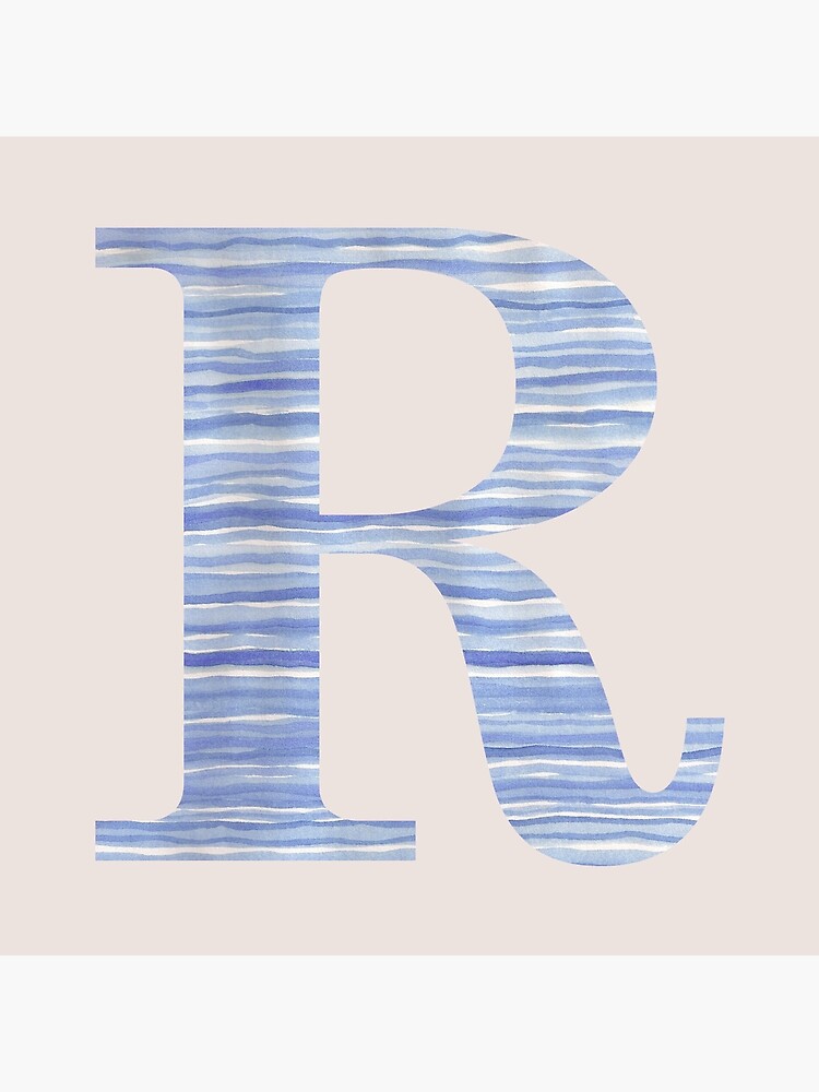 Letter R Blue Watercolor Stripes Monogram Initial by theartofvikki