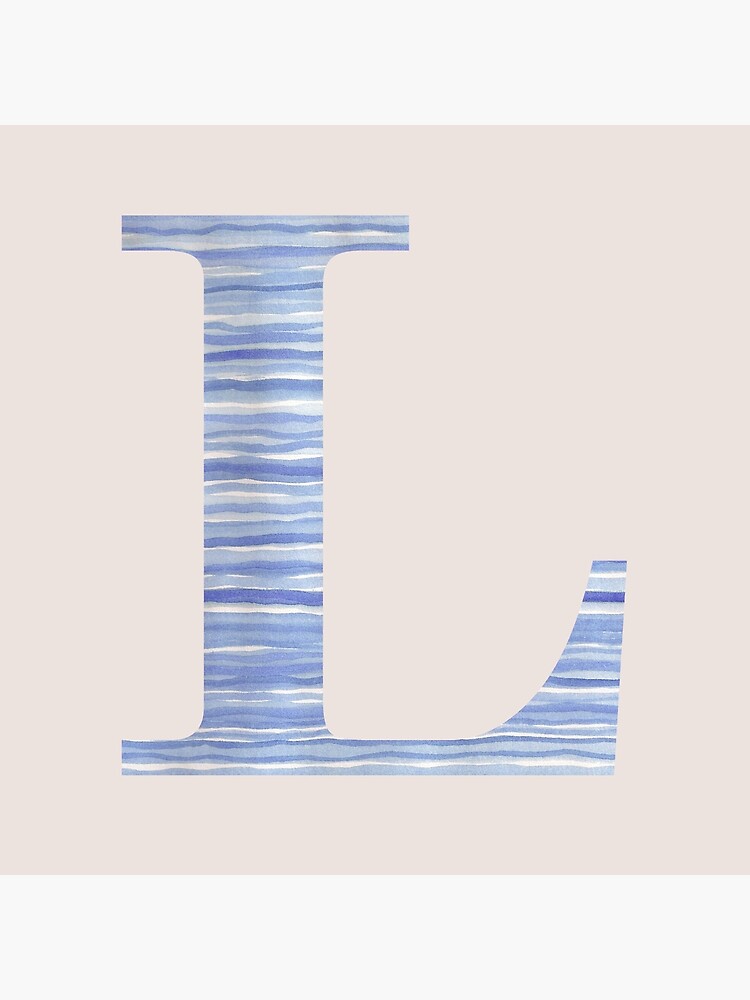 Letter L Blue Watercolor Stripes Monogram Initial by theartofvikki