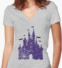 Halloween Castle Women's Fitted V-Neck T-Shirt