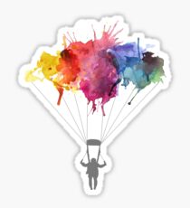 Pegatina Paracaidismo, Paracaidismo paracaidista, paracaidismo. Ilustración acuarela