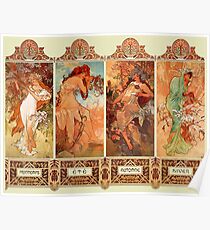 Alphonse Mucha Four Seasons Art Nouveau Poster