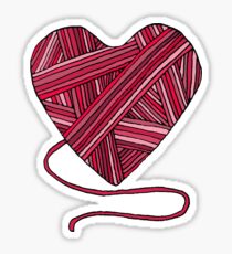 Pink Yarn Heart Sticker