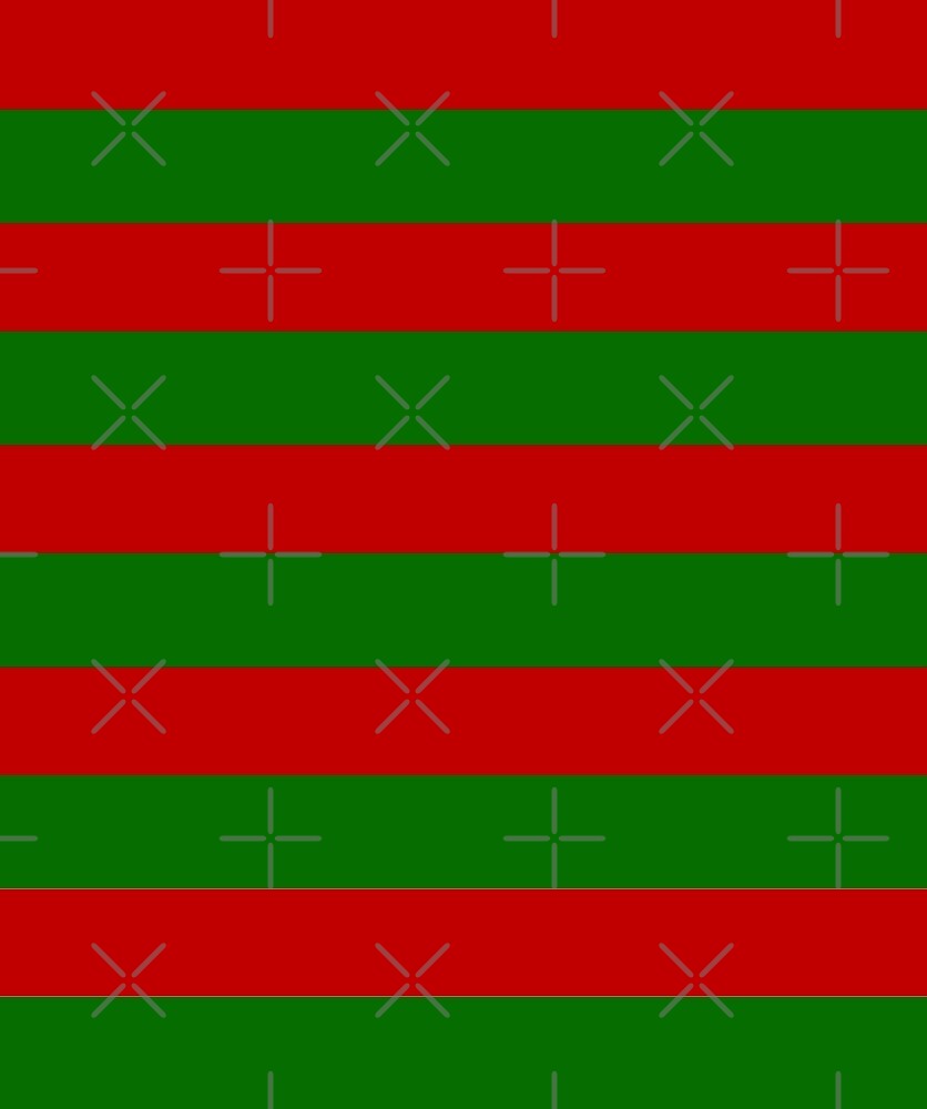 "Red and Green Stripes Halloween Outfit" by koovox Redbubble