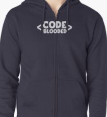 Code Blooded Program Humor Zipped Hoodie