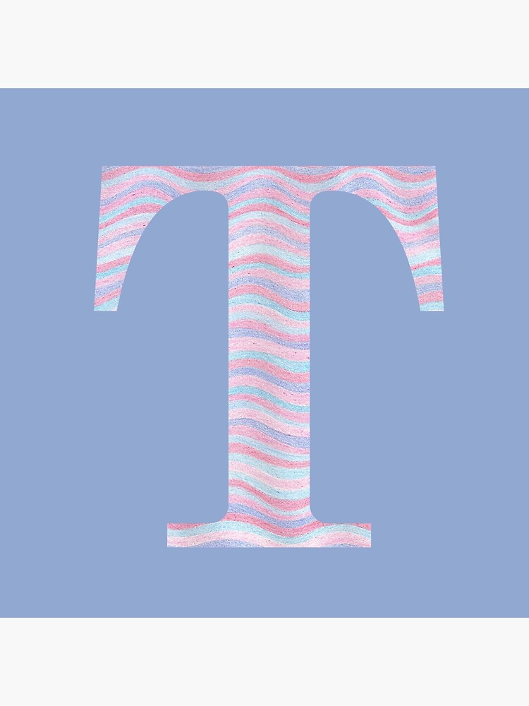 Initial T Rose Quartz And Serenity Pink Blue Wavy Lines by theartofvikki