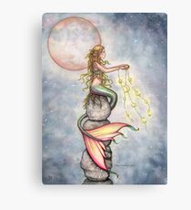 "Star Filled Sky" Mermaid Art by Molly Harrison Canvas Print