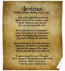 Invictus, Ernest Henley poem on parchment Poster