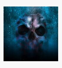 Halloween: Lighted skull, on black background. Photographic Print