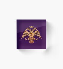 Byzantine Eagle Symbol Flag Acrylic Block