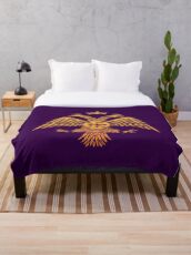 Byzantine Eagle Symbol Flag Throw Blanket